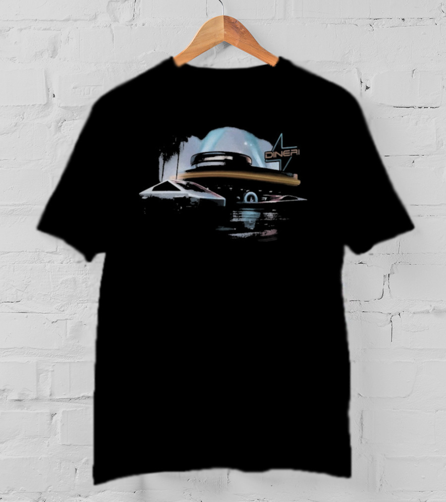 Tesla Hollywood Diner Neon Night Scene T-Shirt