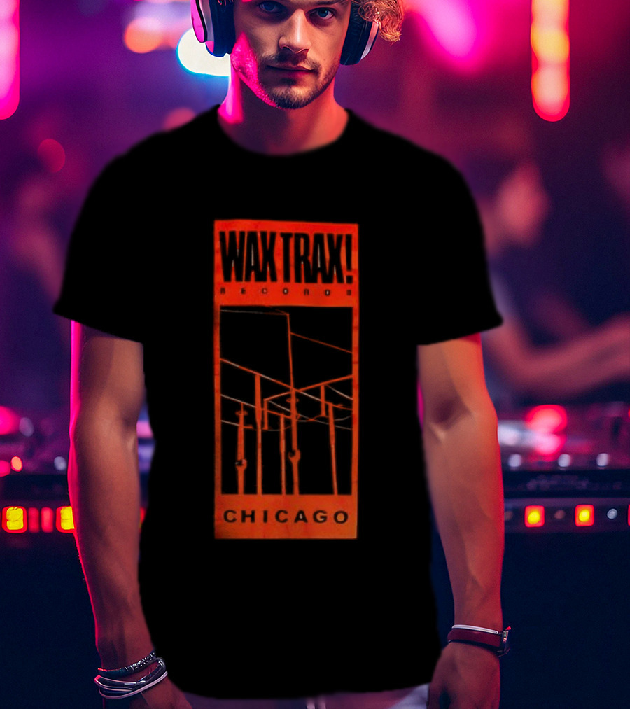Wax Trax Chicago Skyline Power Lines T-Shirt