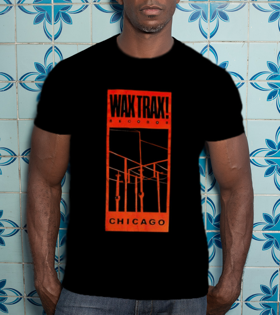 Wax Trax Chicago Skyline Power Lines T-Shirt