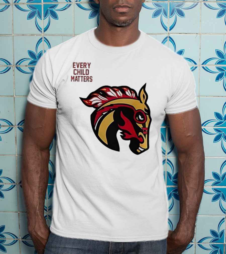 Calgary Wranglers Indigenous Heritage Every Child Matters Chinki Goodstoney T-Shirt