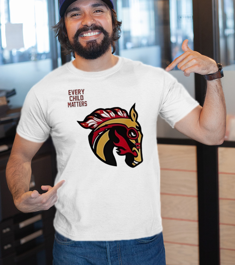 Calgary Wranglers Indigenous Heritage Every Child Matters Chinki Goodstoney T-Shirt