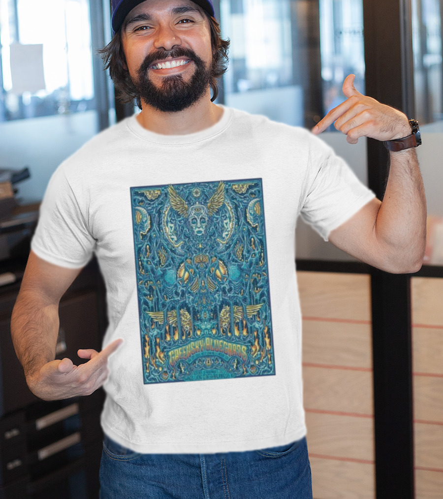 Greensky Bluegrass Halloween Kalamazoo Oct 31 2025 Winged Skull Psychedelic Art T-Shirt