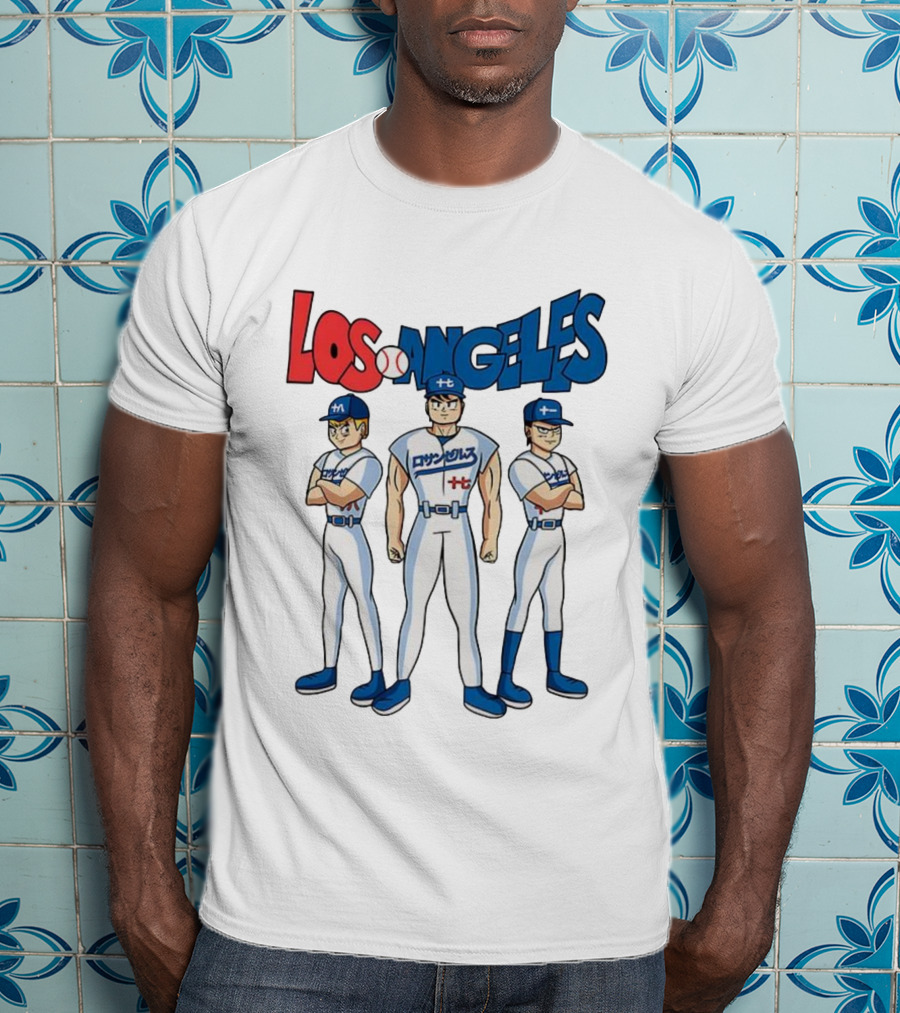 Los Angeles Baseball Z Anime Crossover Characters T-Shirt