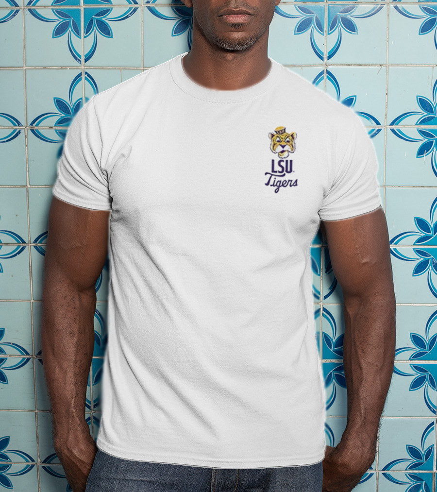 LSU Tigers Fighting Tigers 1860 Big And Tall Mascot Overlay Essential Retro Mike The Tiger T-Shirt