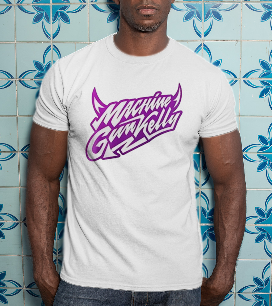 Machine Gun Kelly Ticket To My Downfall Tour 2025 Caricature Purple Stylized Text T-Shirt