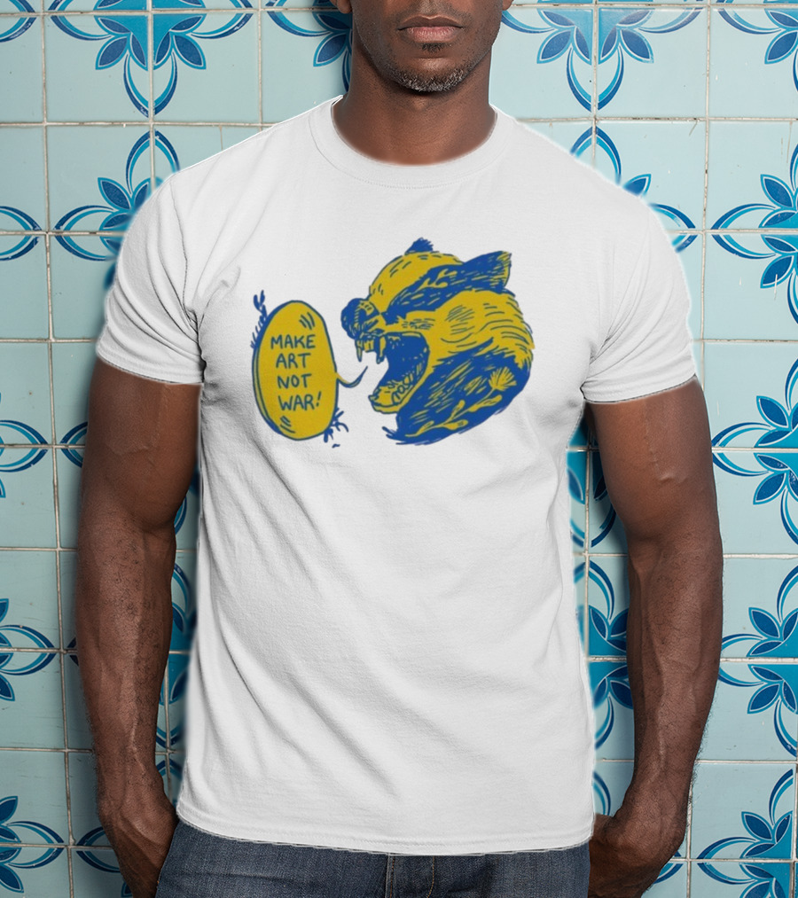 Make Art Not War Angry Wolverine Print T-Shirt