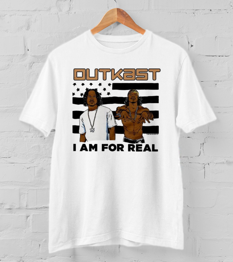 Outkast I Am For Real Flag Comic Style Duo Graphic T-Shirt