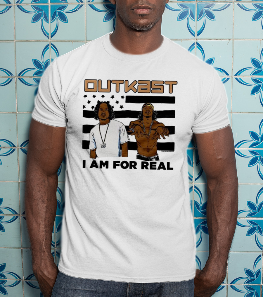 Outkast I Am For Real Flag Comic Style Duo Graphic T-Shirt