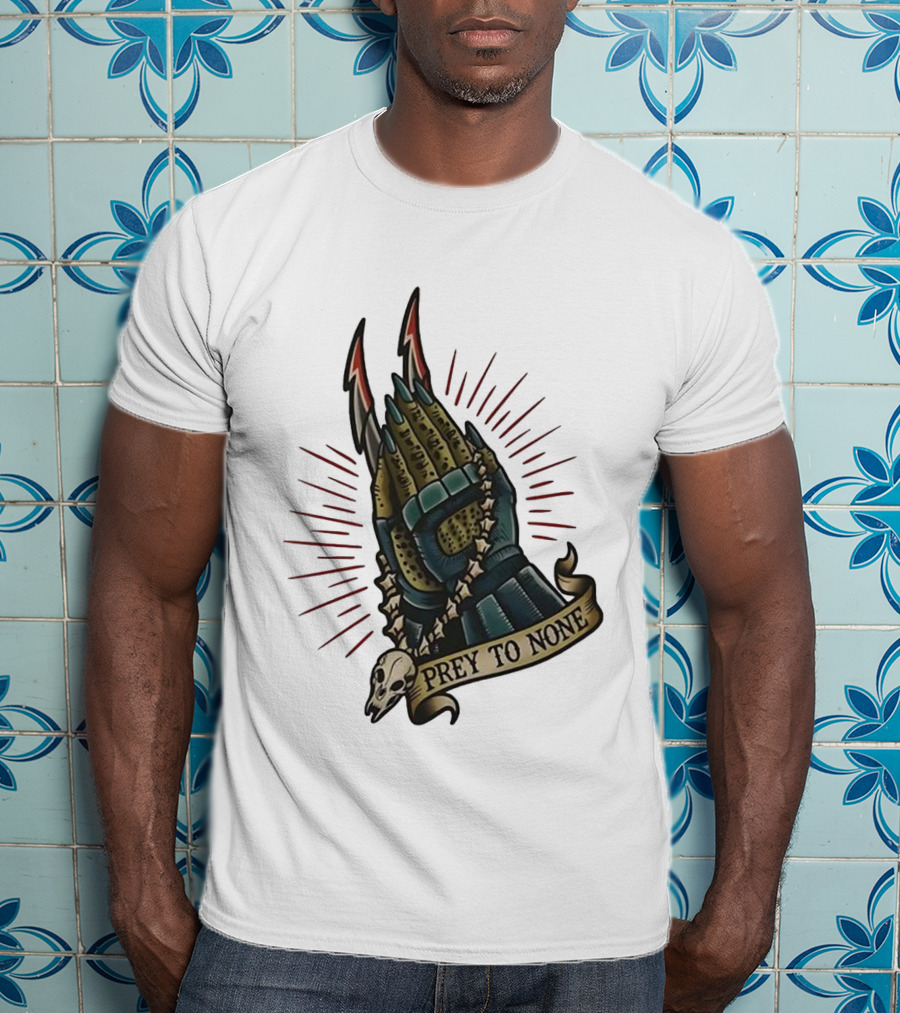 Prey To None Alien Claw With Skull And Star Chain T-Shirt