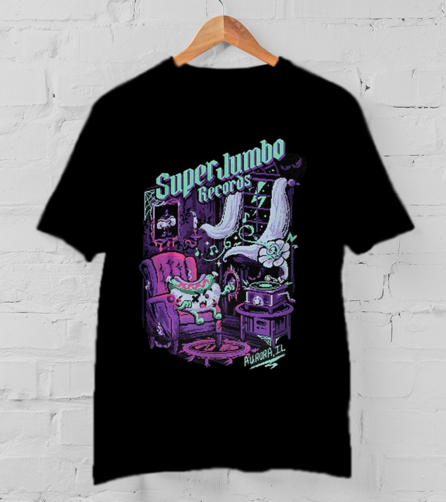 Zombie Frank Super Jumbo Records Aurora IL Pixel Art Style T-Shirt