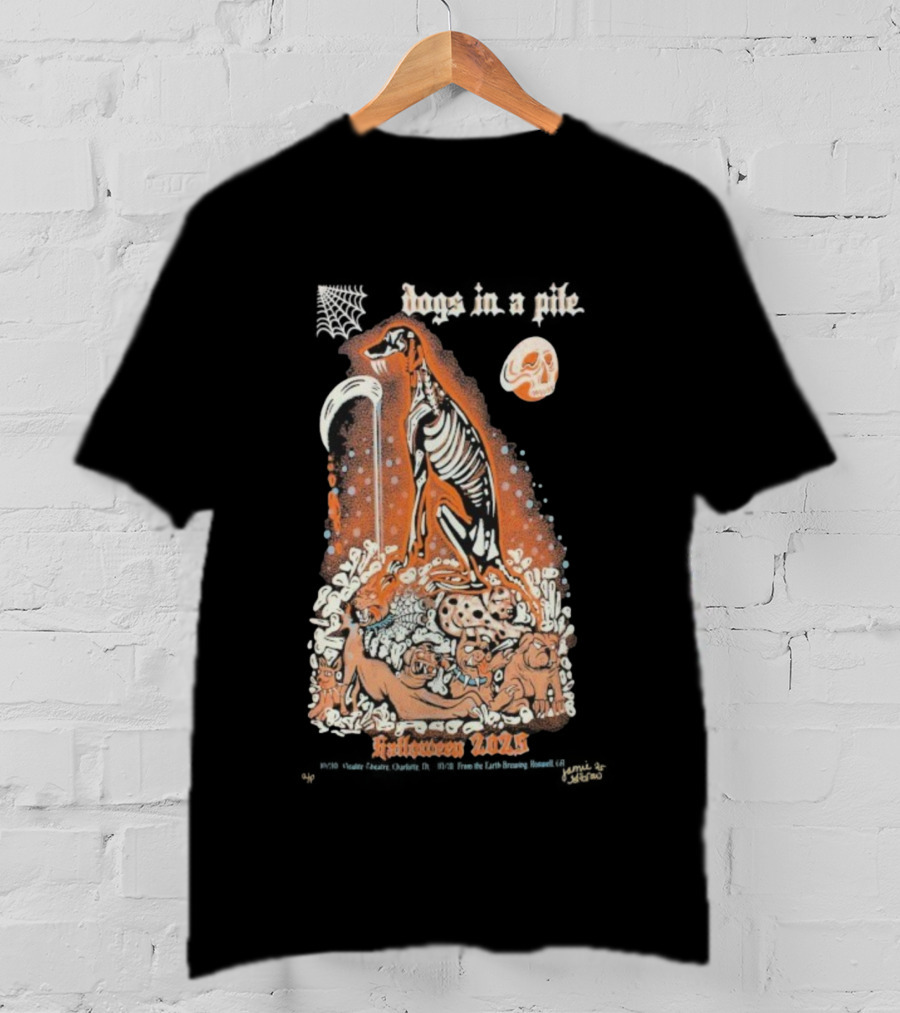 Dogs In A Pile From The Earth Brewing Company Halloween Roswell GA October 31 2025 T-Shirt