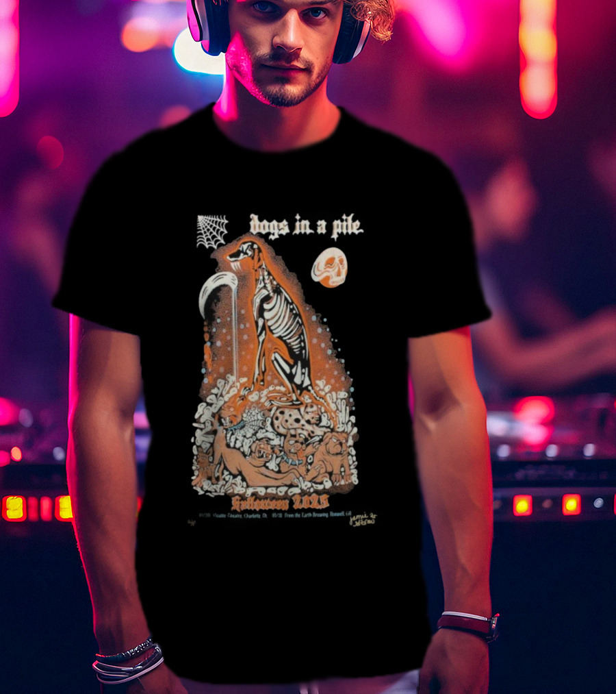 Dogs In A Pile From The Earth Brewing Company Halloween Roswell GA October 31 2025 T-Shirt
