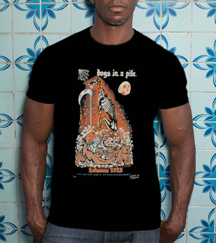 Dogs In A Pile From The Earth Brewing Company Halloween Roswell GA October 31 2025 T-Shirt