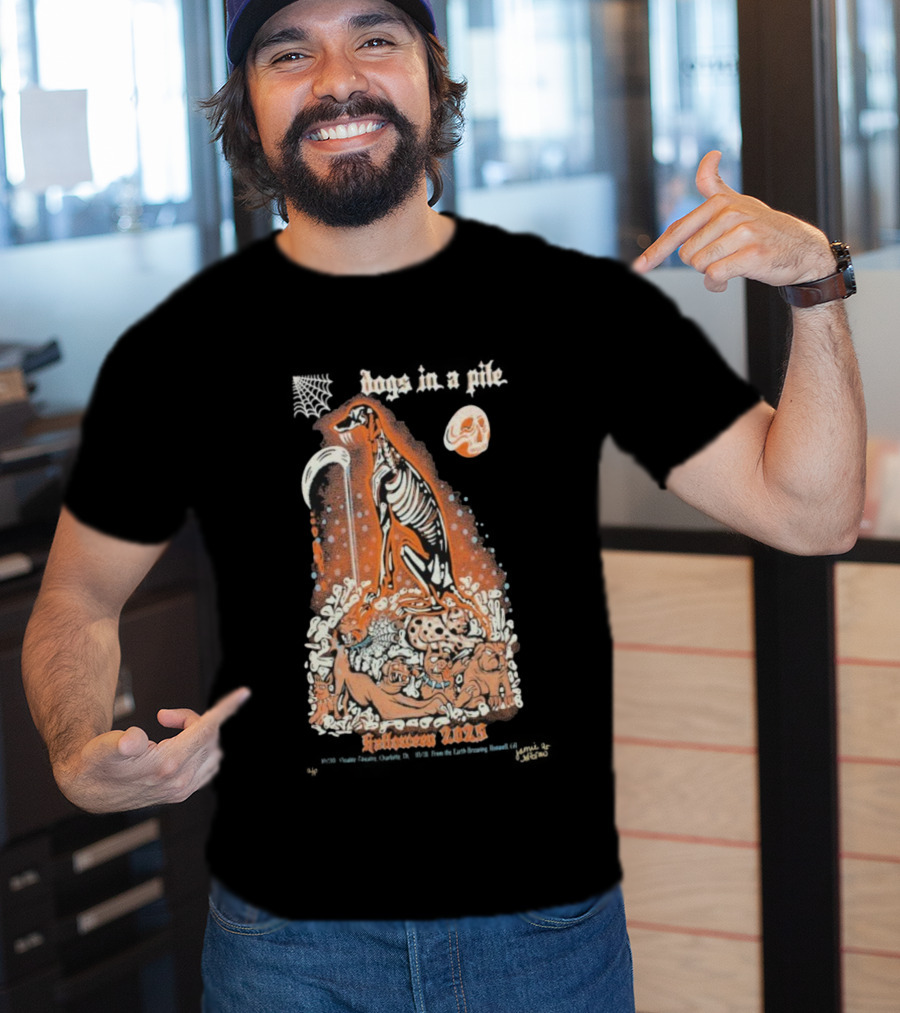 Dogs In A Pile From The Earth Brewing Company Halloween Roswell GA October 31 2025 T-Shirt
