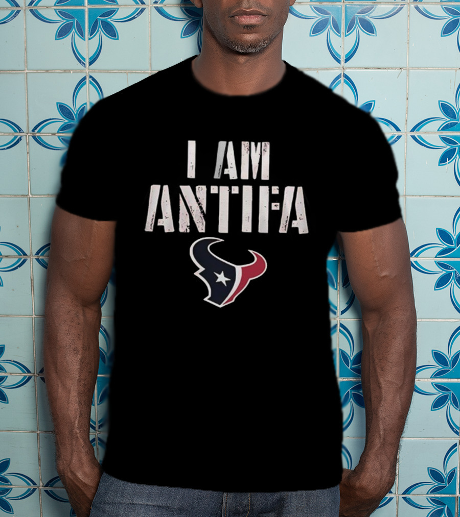 Houston Texans I Am Antifa Against Fascism NFL Team Symbol T-Shirt