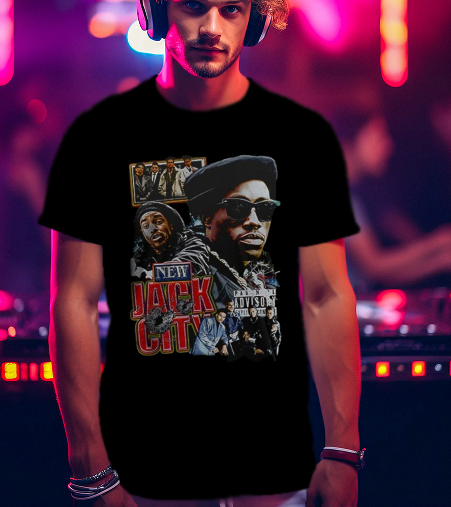 New Jack City Vintage Style Parental Advisory Explicit Content 90s Crime Drama Retro Fashion T-Shirt