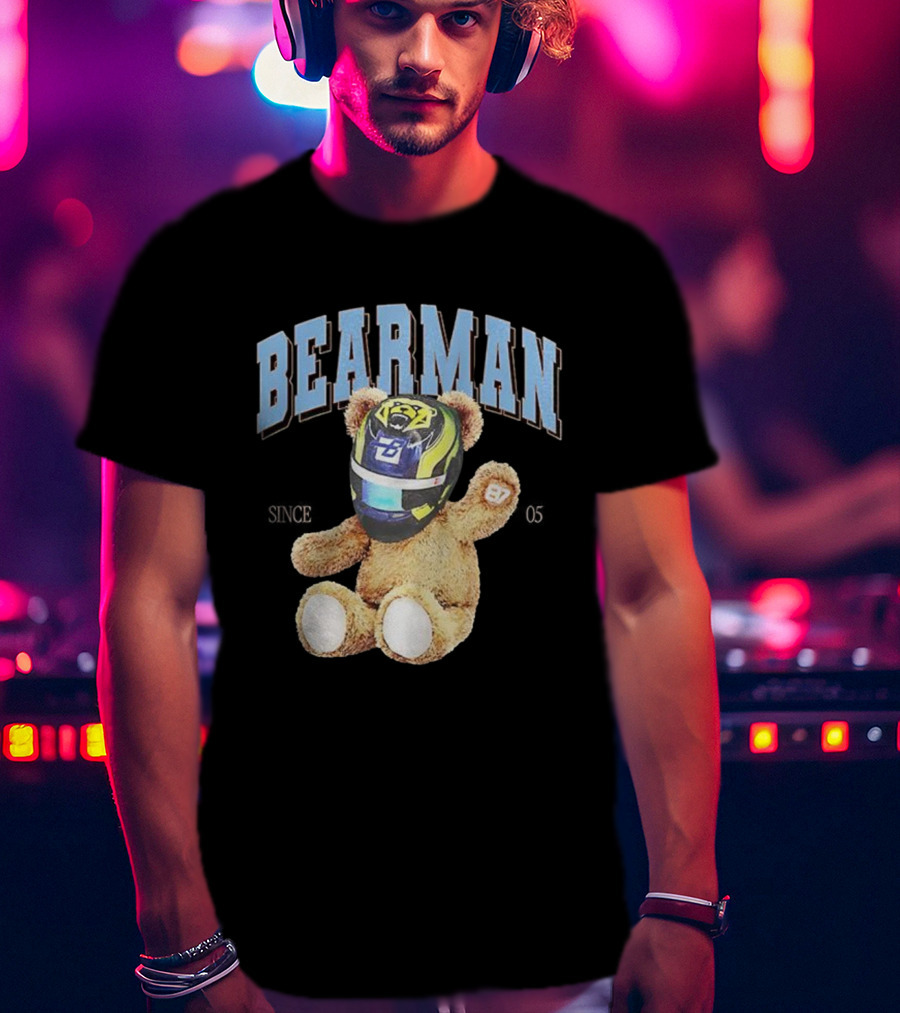 Bearman Teddy With F1 Racing Helmet T-Shirt