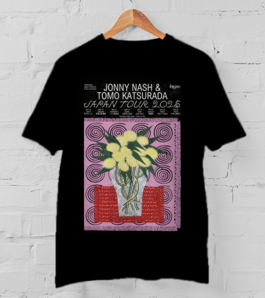 Tomo Katsurada X Jonny Nash Japan Tour 2025 Flowers Vase Art T-Shirt