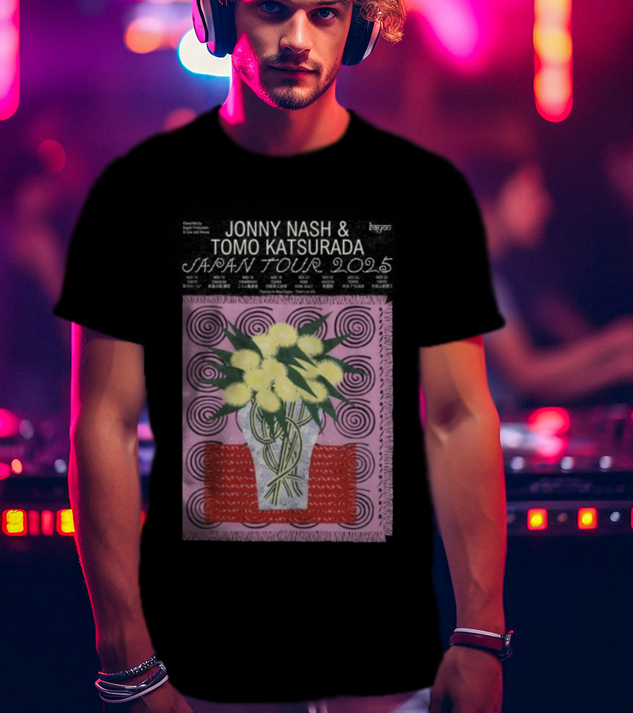 Tomo Katsurada X Jonny Nash Japan Tour 2025 Flowers Vase Art T-Shirt