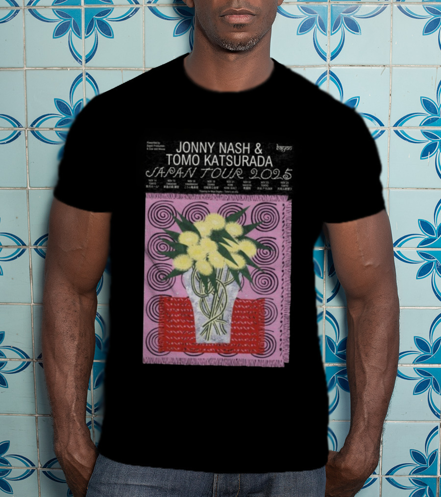 Tomo Katsurada X Jonny Nash Japan Tour 2025 Flowers Vase Art T-Shirt