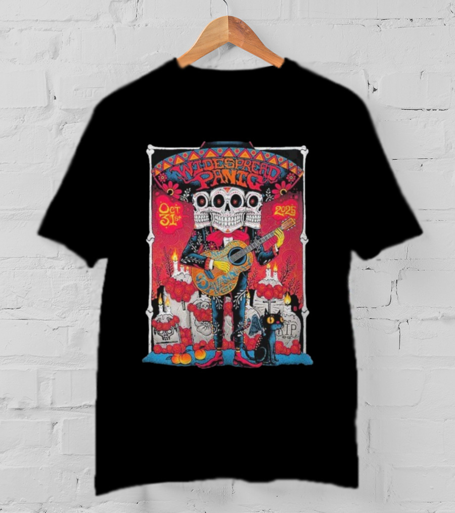 Widespread Panic 2025 Savannah Halloween Concert Enmarket Arena Day Of The Dead Theme T-Shirt