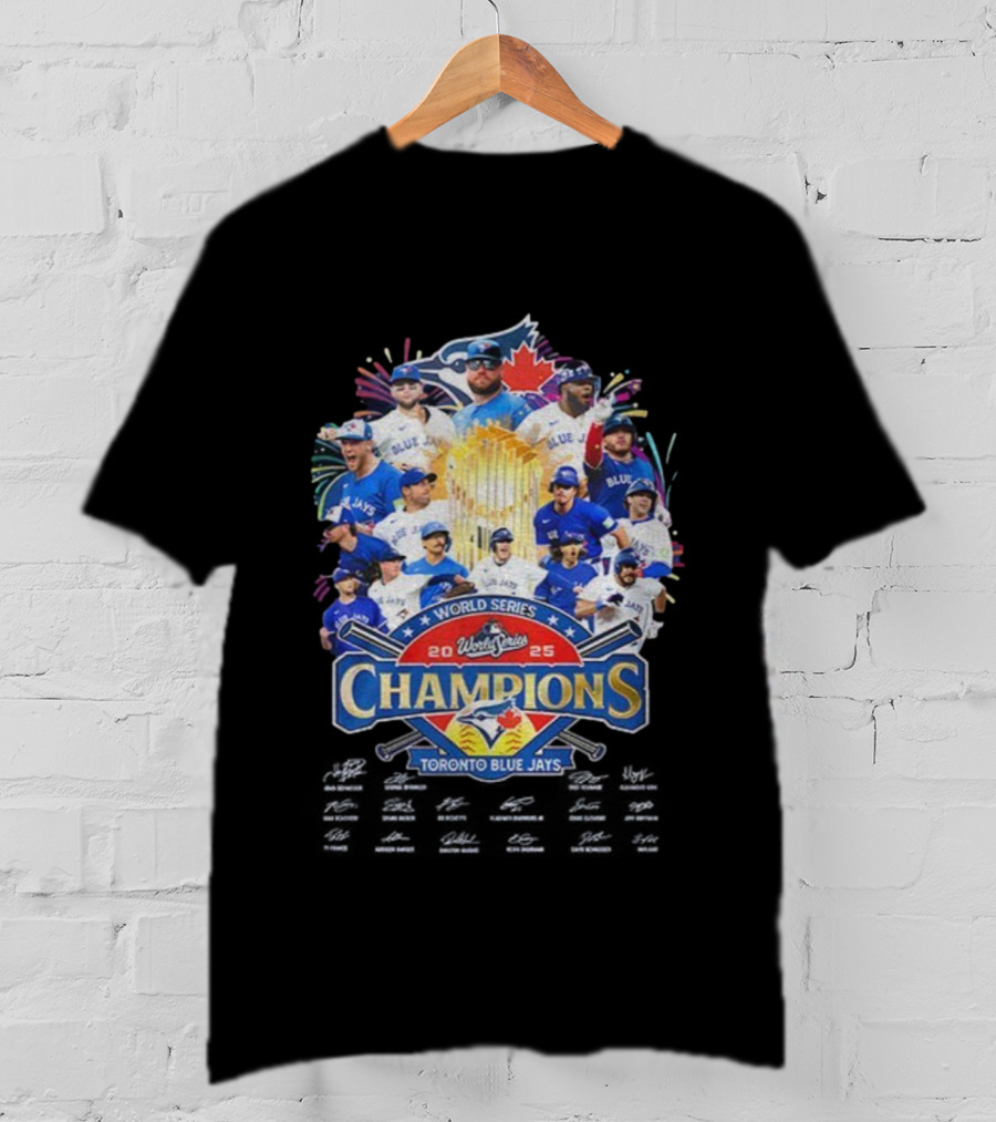 World Series 2025 Champions Toronto Blue Jays Signed MLB Players Celebration T-Shirt