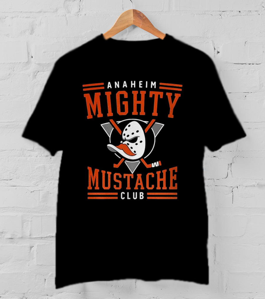 Anaheim Mighty Mustache Club Ducks Hockey Mask T-Shirt