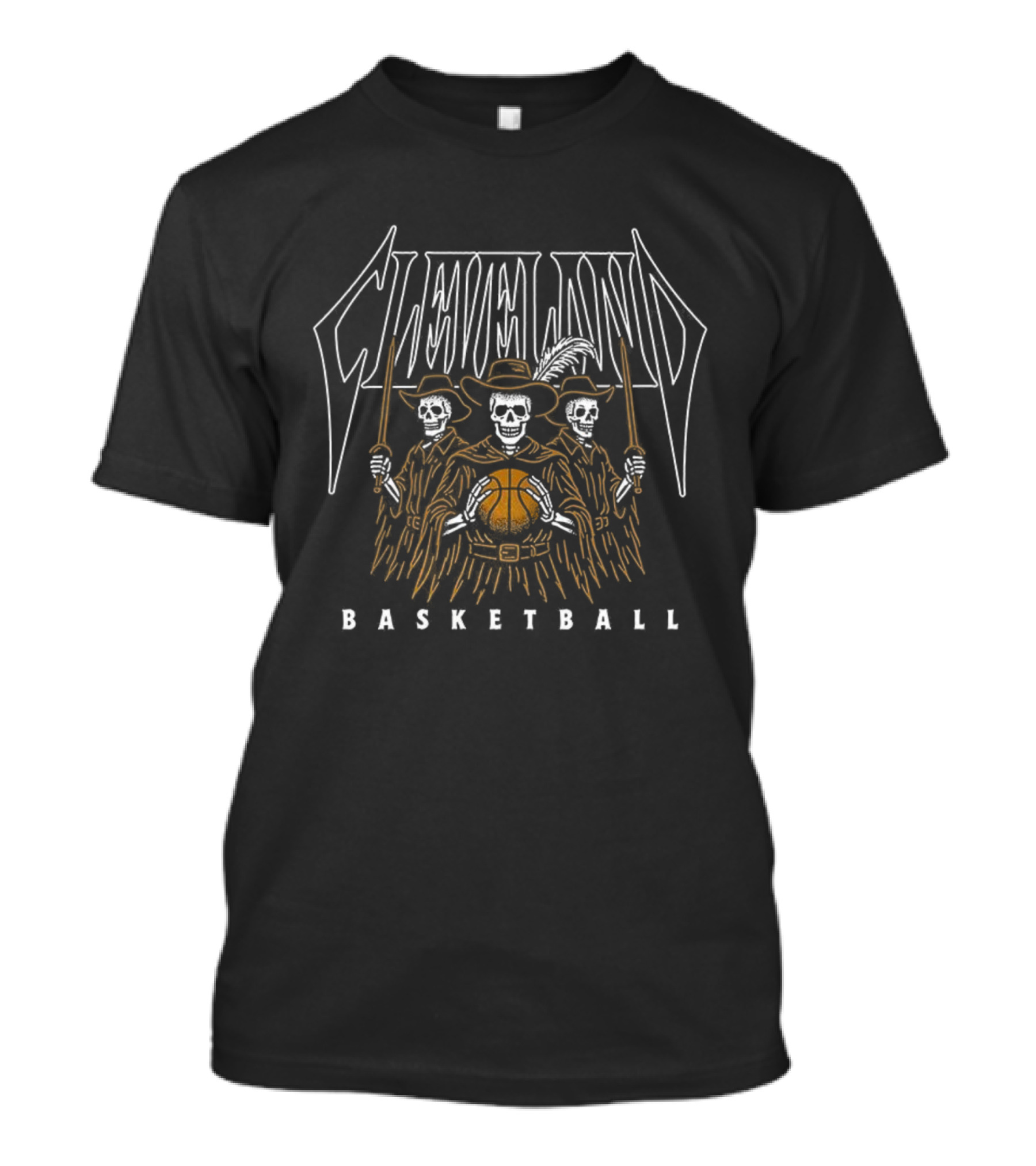 Cleveland Cavaliers Skeletons Halloween Basketball Trio T-Shirt