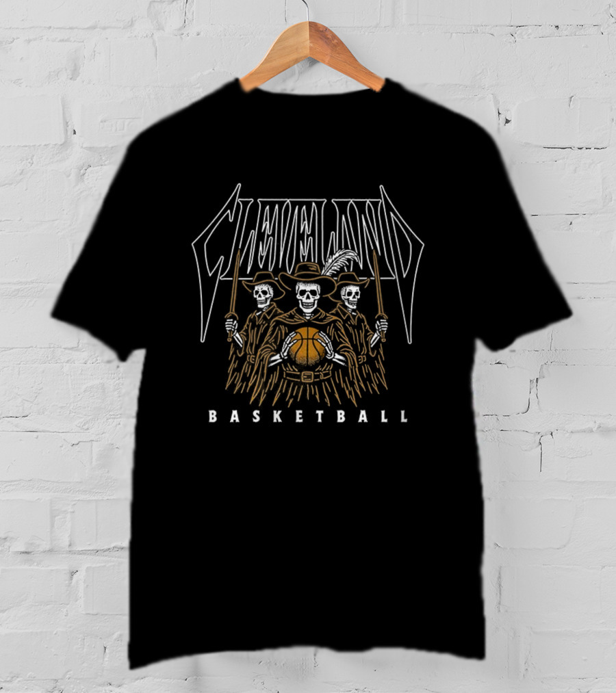 Cleveland Cavaliers Skeletons Halloween Basketball Trio T-Shirt