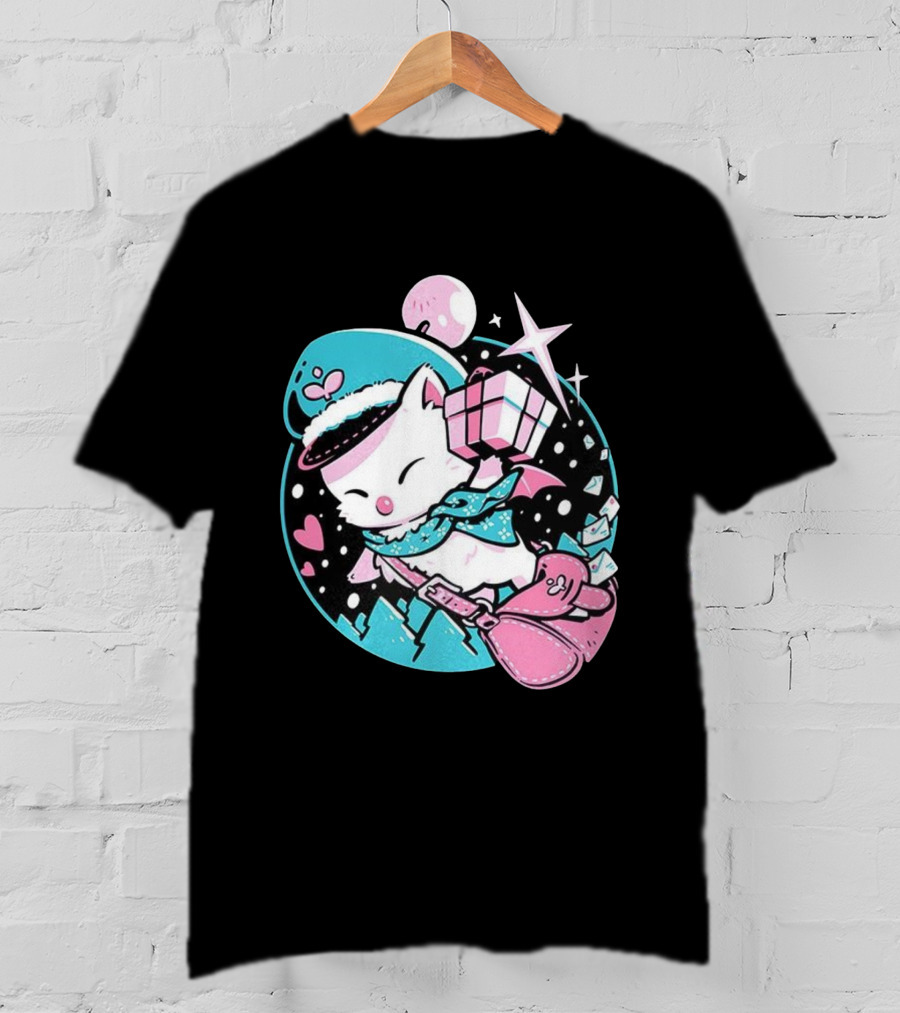 Delivery Moogle A Package For You Kawaii Pink And Teal Starry Sky T-Shirt
