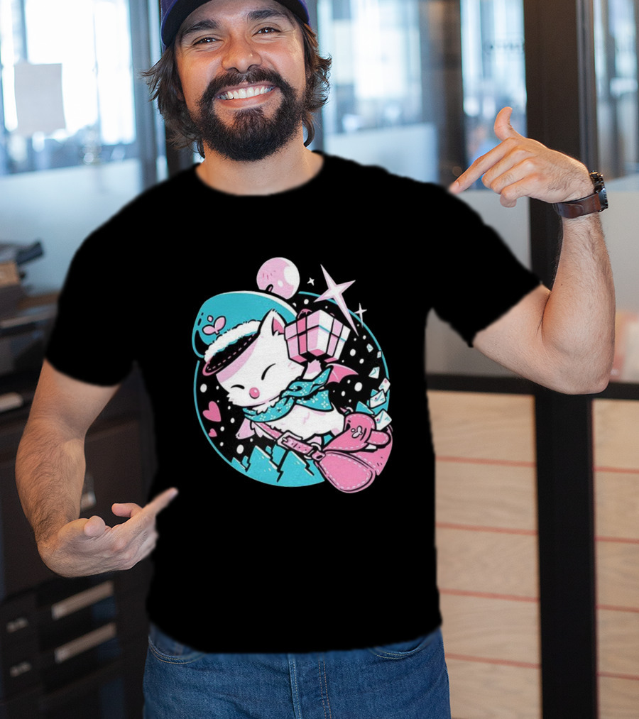 Delivery Moogle A Package For You Kawaii Pink And Teal Starry Sky T-Shirt