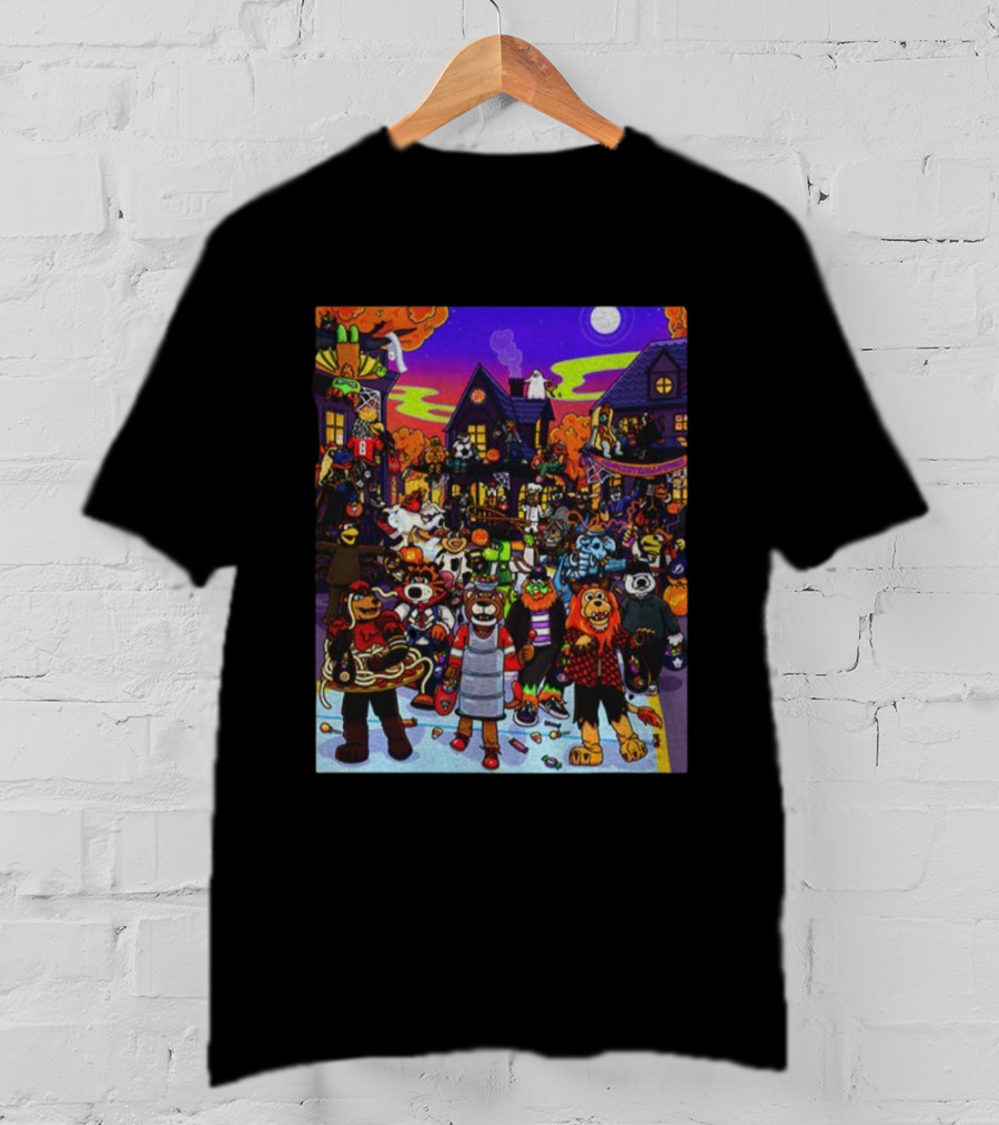 Mascot Mayhem Halloween Hockey Night Party Scene T-Shirt