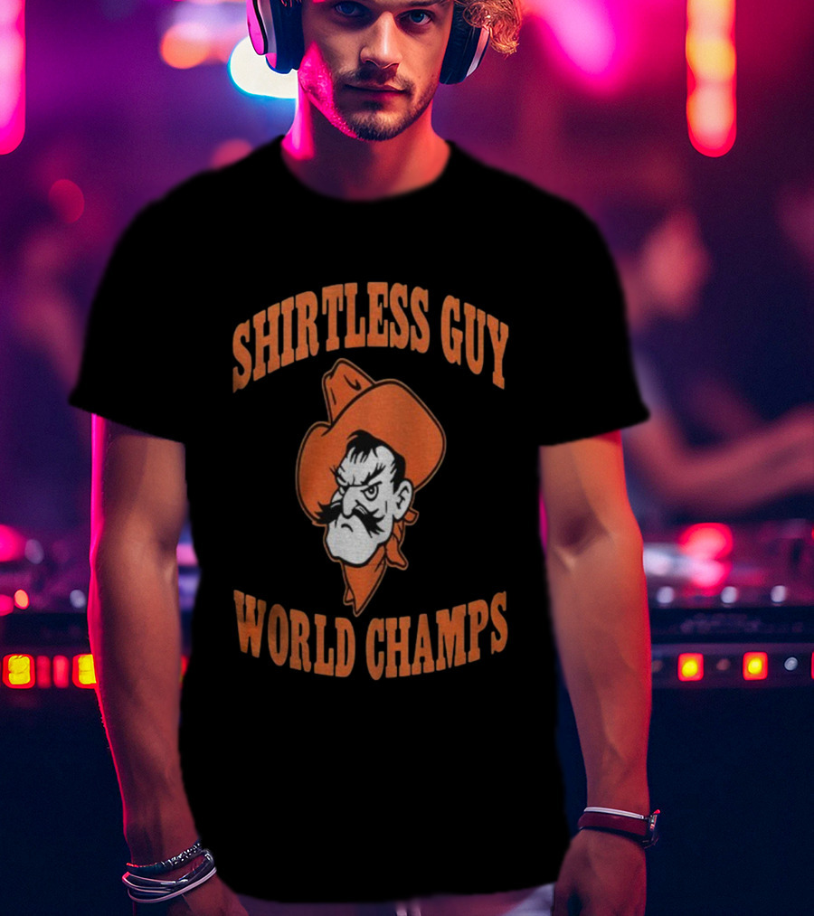 Oklahoma State Cowboys Pistol Pete Less Guy World Champs T-Shirt