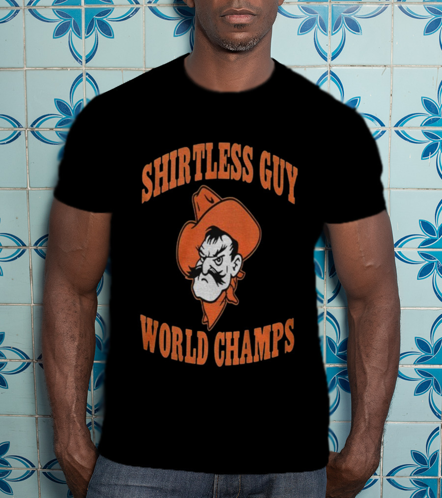 Oklahoma State Cowboys Pistol Pete Less Guy World Champs T-Shirt