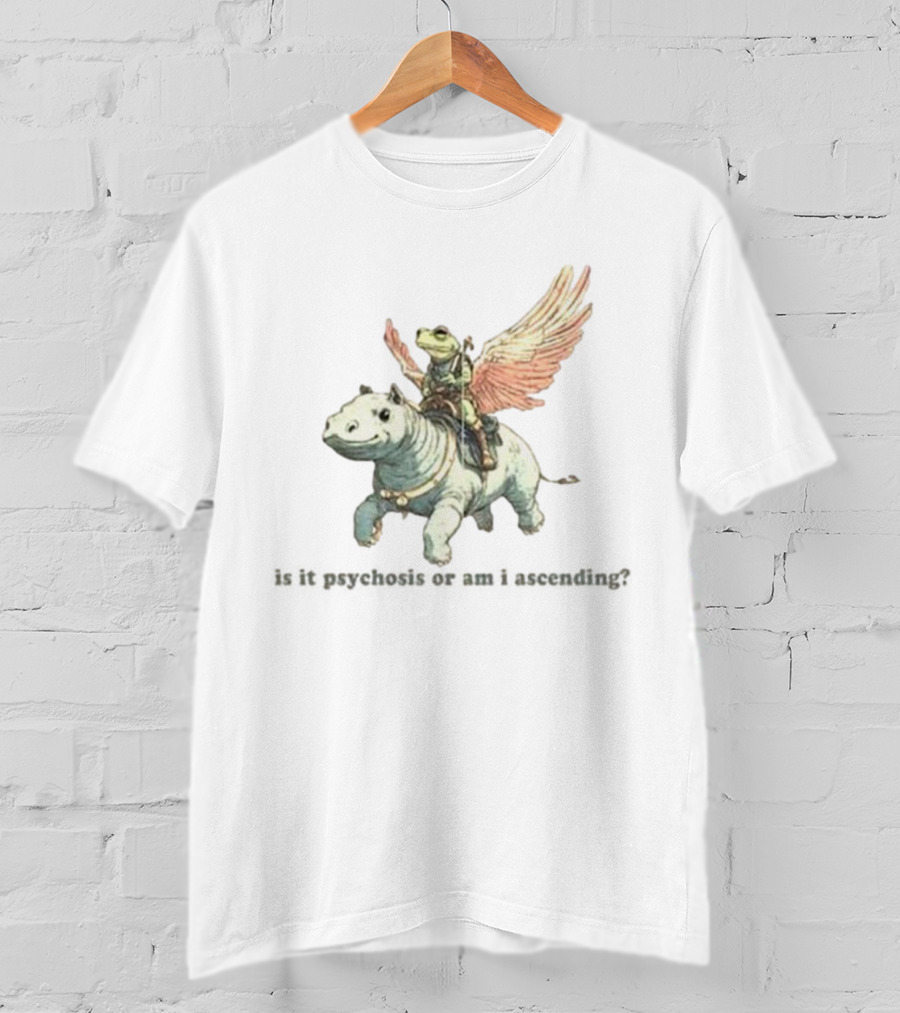 Frog Riding Flying Hippo Psychosis Or Ascension T-Shirt