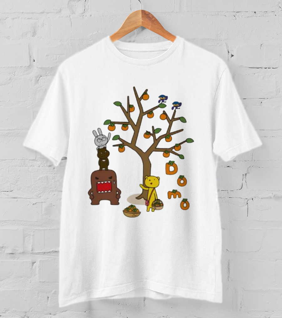 Domo Fall Harvest With Cartoon Characters And Persimmons T-Shirt