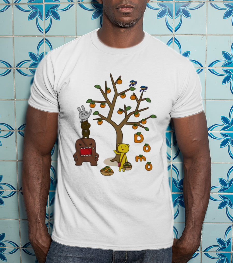 Domo Fall Harvest With Cartoon Characters And Persimmons T-Shirt