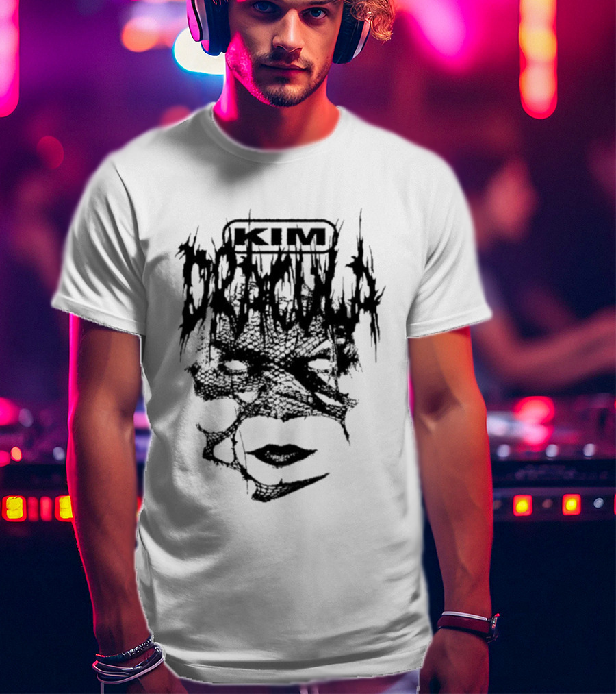 Kim Dracula Eye Lips Monochrome Design T-Shirt