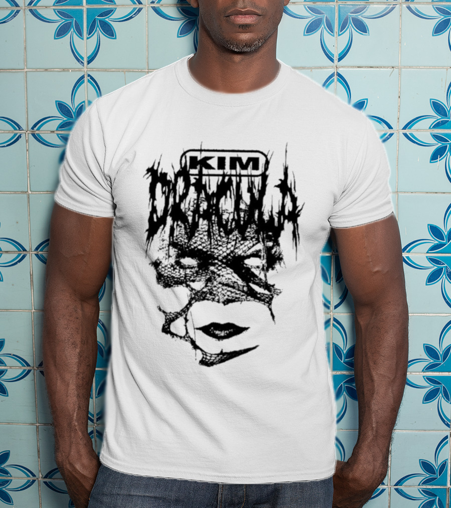 Kim Dracula Eye Lips Monochrome Design T-Shirt