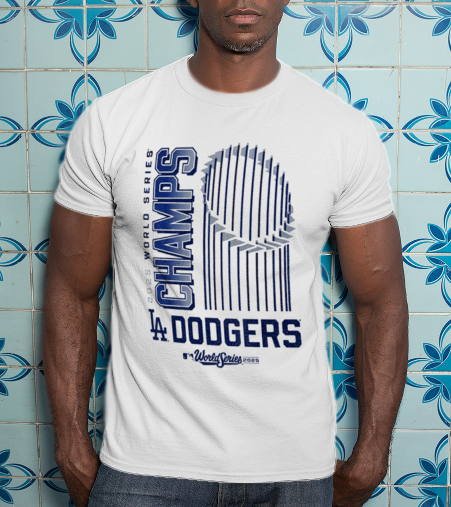 Los Angeles Dodgers 2025 World Series Champs Trophy Logo T-Shirt