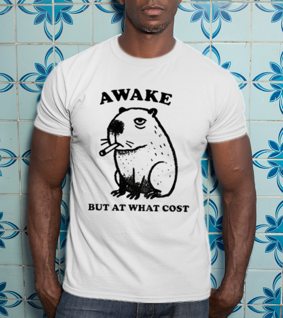 Awake Capybara Smoking Waffle But At What Cost T-Shirt