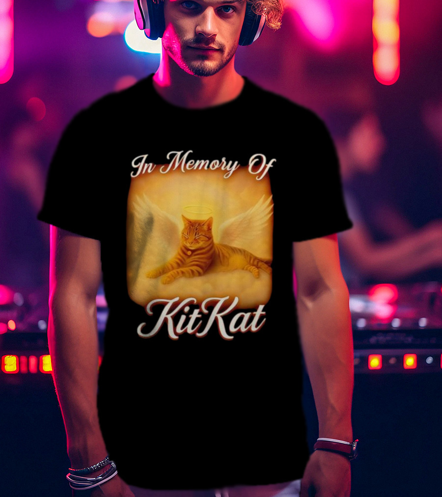 In Memory Of Kit Kat Angel Wings Halo Pet Cat Memorial T-Shirt