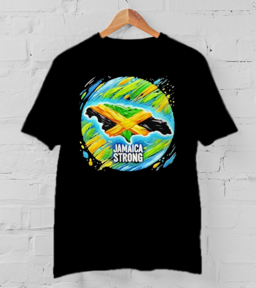 Jamaica Strong Hurricane Melissa Recovery Brush Stroke Flag Art T-Shirt