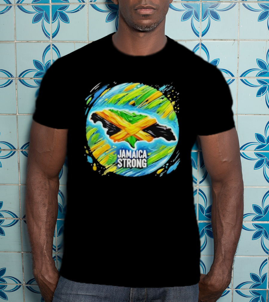 Jamaica Strong Hurricane Melissa Recovery Brush Stroke Flag Art T-Shirt