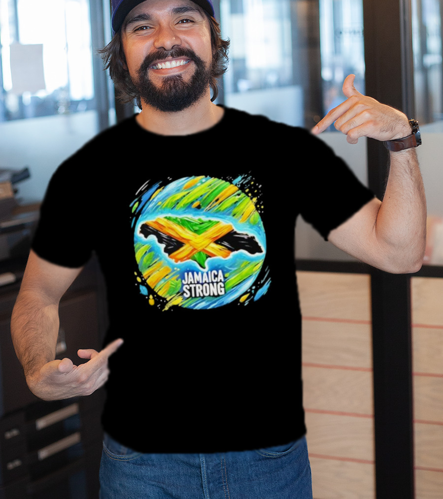 Jamaica Strong Hurricane Melissa Recovery Brush Stroke Flag Art T-Shirt