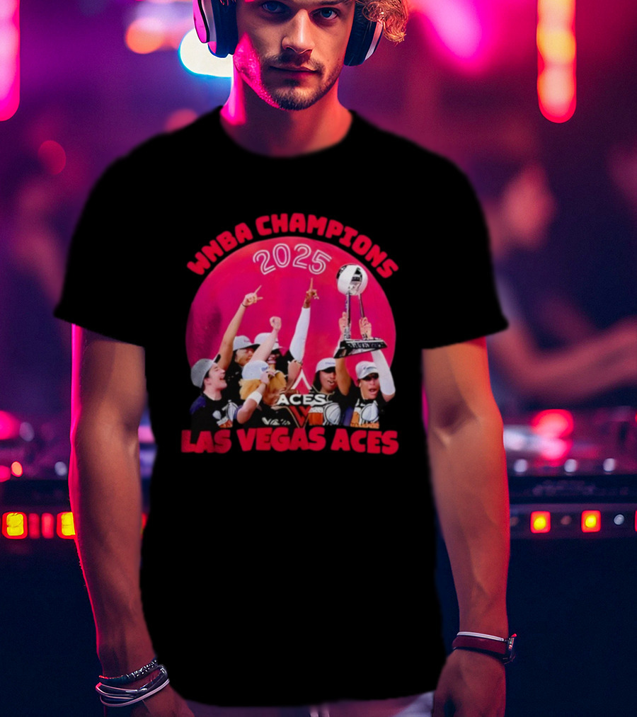 WNBA Champions 2025 Las Vegas Aces Pink Moon Celebration T-Shirt
