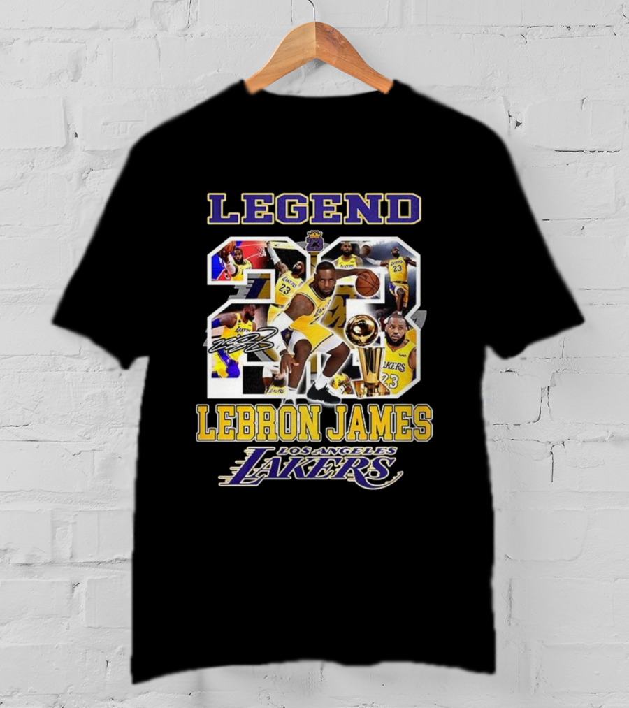 Legend Lebron James Lakers Los Angeles Number 23 Collage Signature T-Shirt