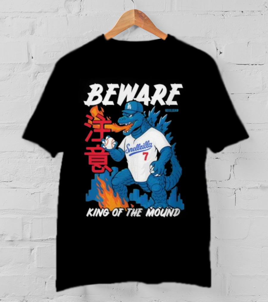 Los Angeles Snellzilla Baseball Monster King Of The Mound T-Shirt
