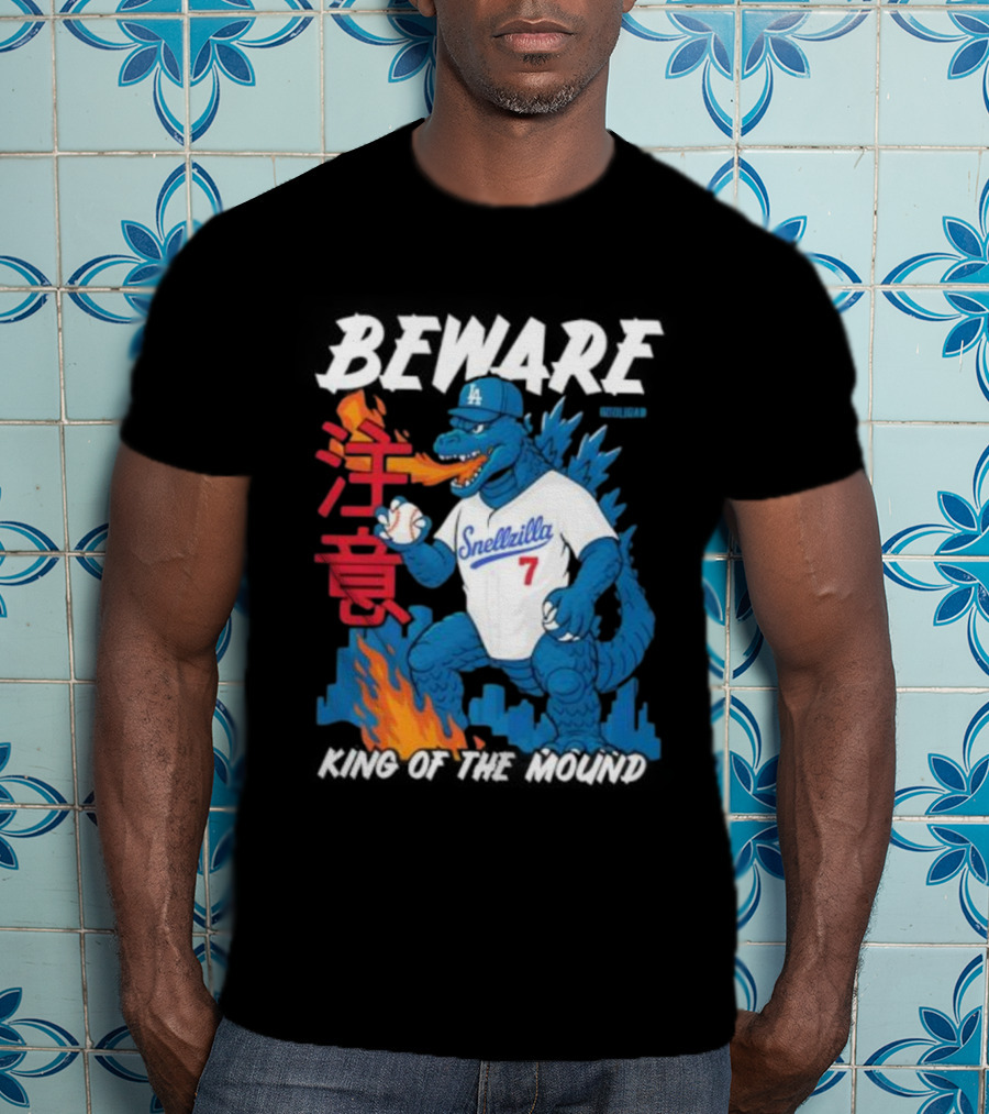 Los Angeles Snellzilla Baseball Monster King Of The Mound T-Shirt