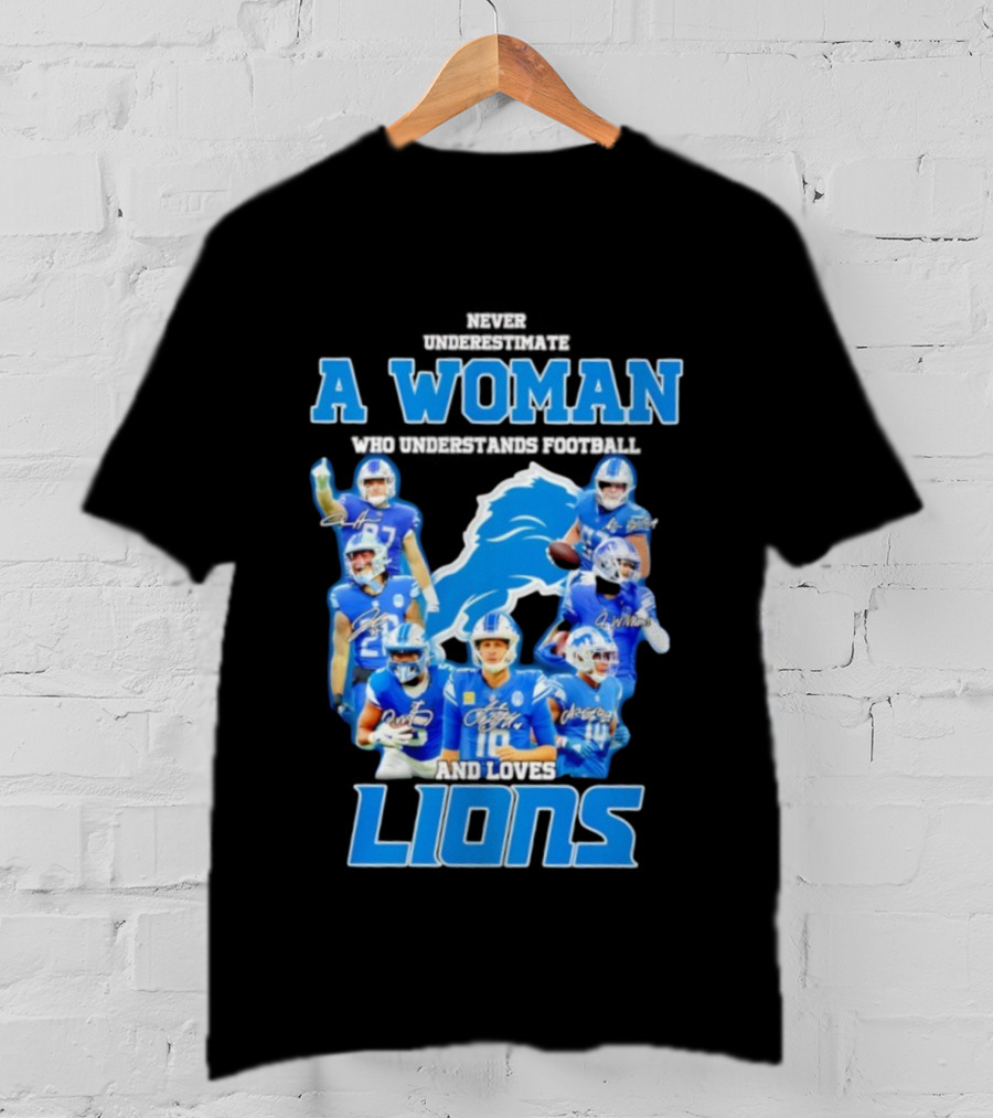 A Woman Who Understands Football And Loves Lions Players T-Shirt